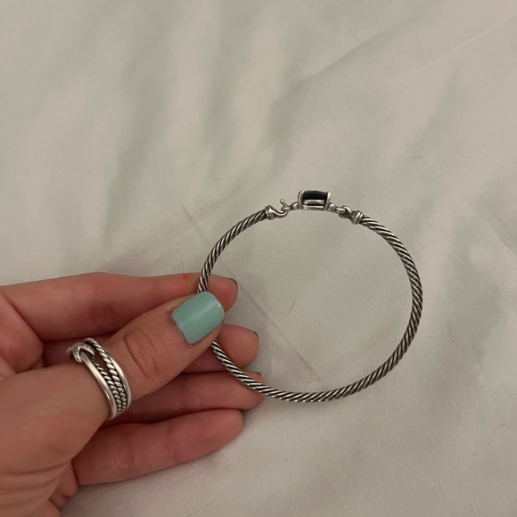 David Yurman Petite Wheaton & Diamonds 3mm Black Onyx Bracelet - Picture 5 of 7